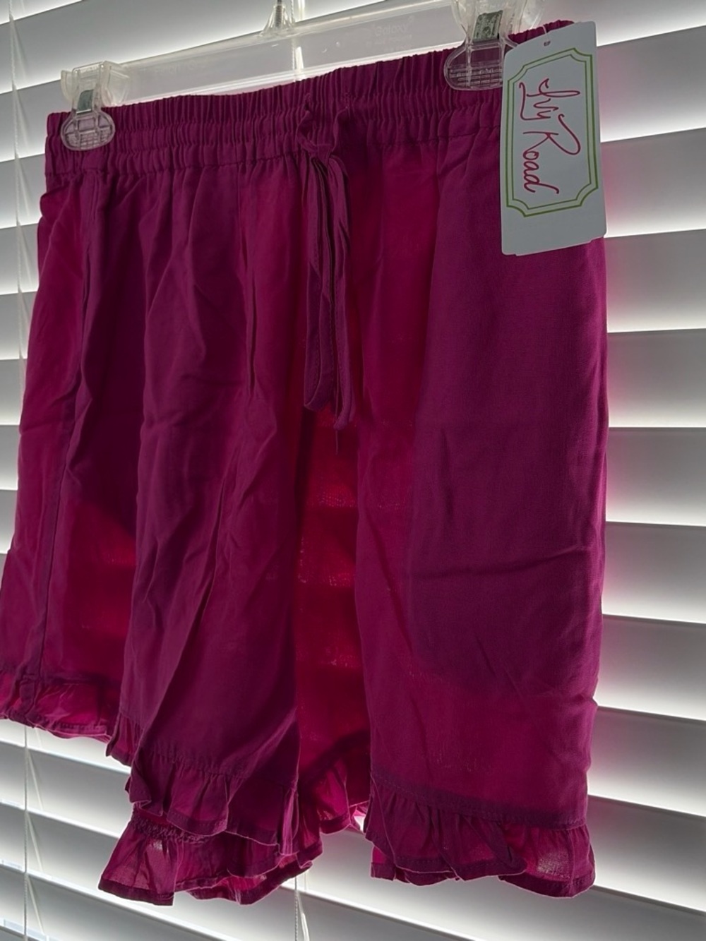 Hot Pink Elastic Waist Ruffle Shorts
